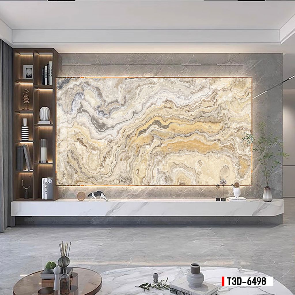 TRANH PVC ỐP TƯỜNG - TRANH VÂN ĐÁ TRẮNG - VÂN MÂY -  PHÒNG KHÁCH, NHÀ HÀNG | MÃ T3D-6498