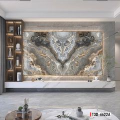 TRANH PVC ỐP TƯỜNG - TRANG TRÍ PHÒNG KHÁCH, PHÒNG NGỦ - TRANH VÂN ĐÁ ĐỐI XỨNG - MÃ T3D-6622A
