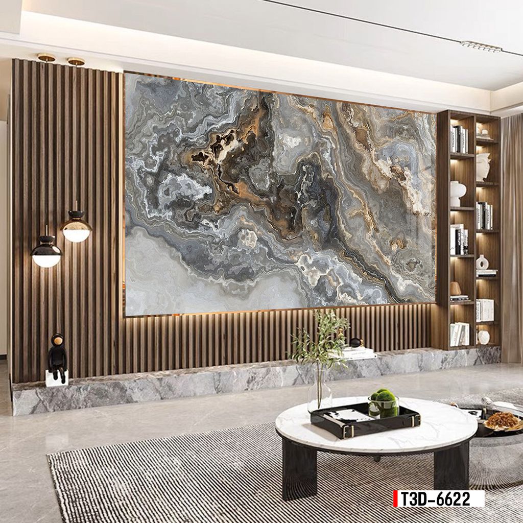 TRANH PVC ỐP TƯỜNG - TRANH VÂN ĐÁ TRẮNG - VÂN MÂY - PHÒNG ĂN, PHÒNG KHÁCH | MÃ T3D-6622