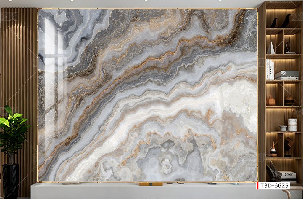 TRANH PVC ỐP TƯỜNG - TRANG TRÍ PHÒNG KHÁCH, VÁCH TIVI - TRANH VÂN MÂY, THẠCH ANH - KHỔ LỚN | MÃ T3D-6625