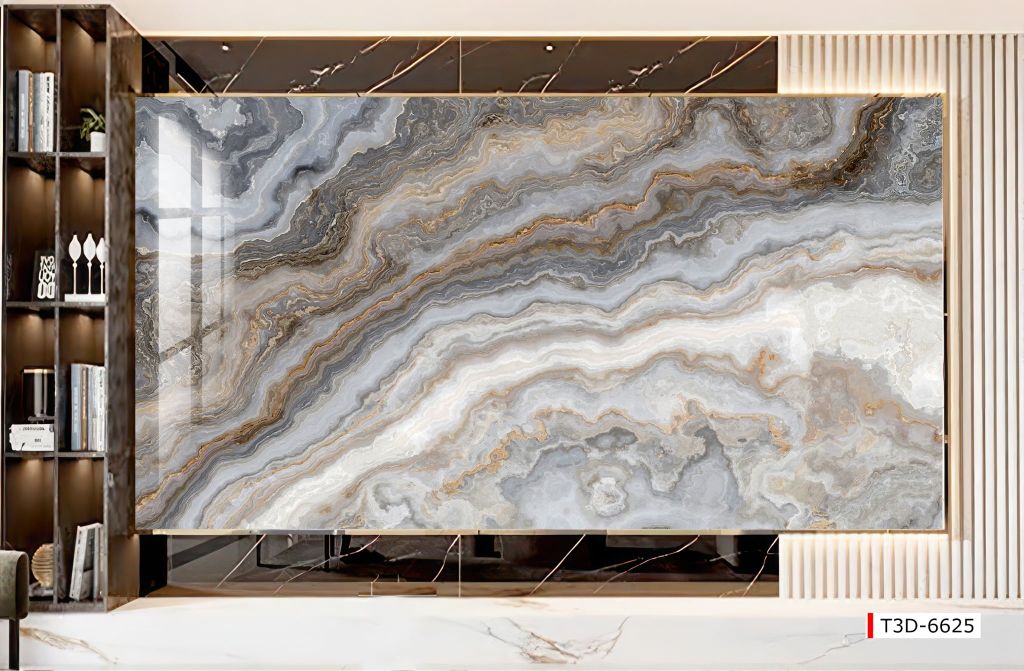 TRANH PVC ỐP TƯỜNG - TRANG TRÍ PHÒNG KHÁCH, VÁCH TIVI - TRANH VÂN MÂY, THẠCH ANH - KHỔ LỚN | MÃ T3D-6625