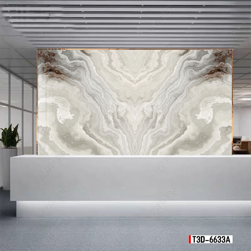 TRANH PVC ỐP TƯỜNG - TRANG TRÍ PHÒNG KHÁCH, PHÒNG NGỦ - TRANH VÂN ĐÁ ĐỐI XỨNG - MÃ T3D-6633A