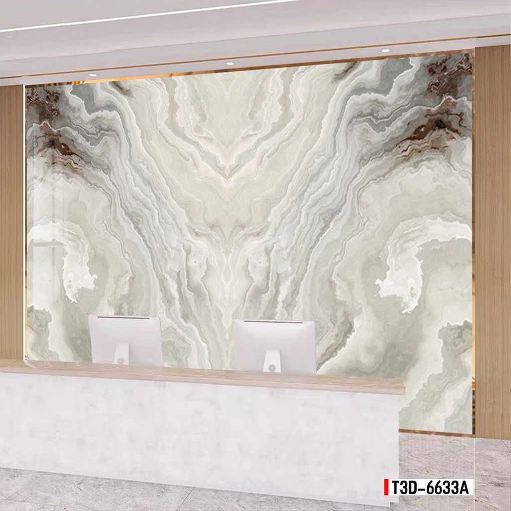 TRANH PVC ỐP TƯỜNG - TRANG TRÍ PHÒNG KHÁCH, PHÒNG NGỦ - TRANH VÂN ĐÁ ĐỐI XỨNG - MÃ T3D-6633A