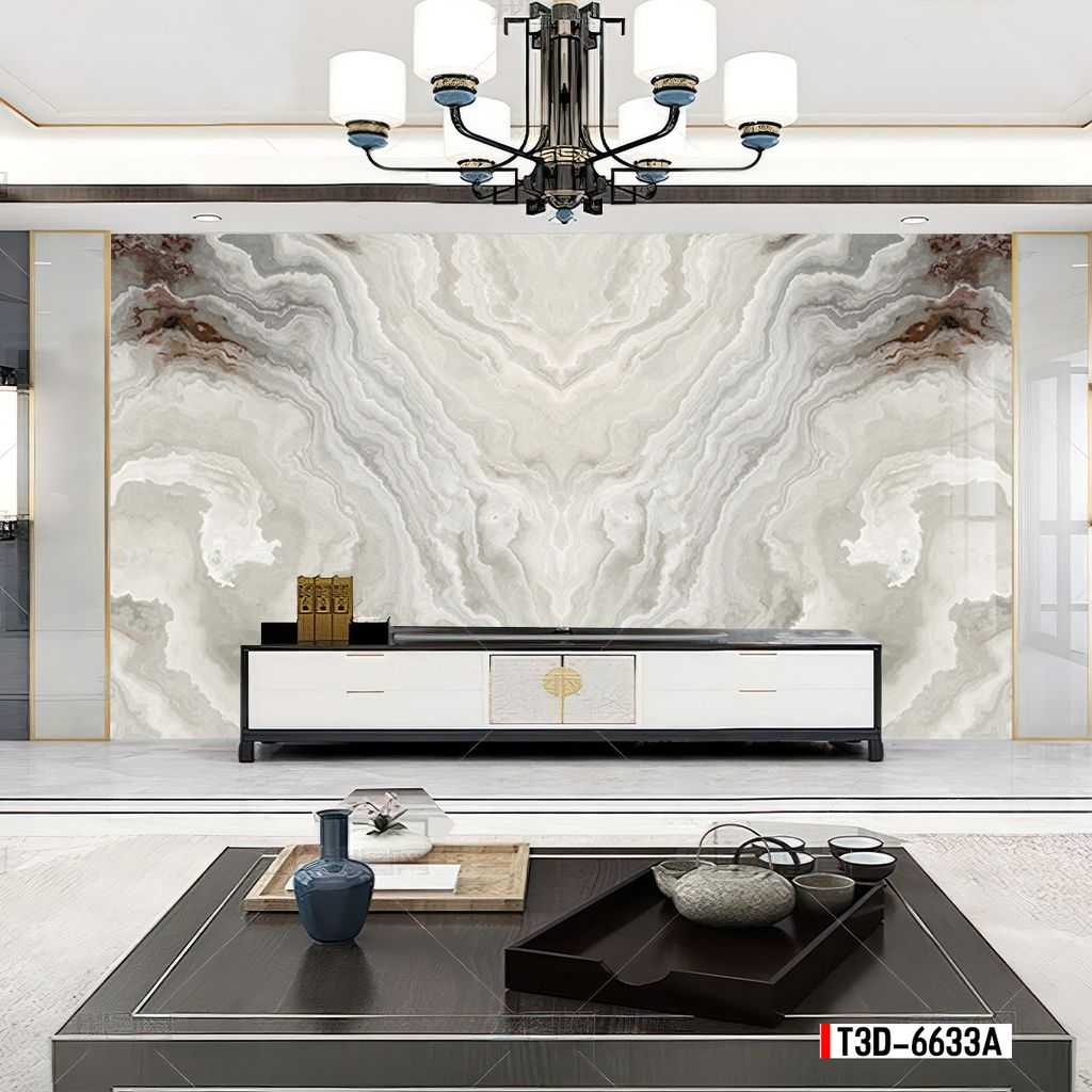 TRANH PVC ỐP TƯỜNG - TRANG TRÍ PHÒNG KHÁCH, PHÒNG NGỦ - TRANH VÂN ĐÁ ĐỐI XỨNG - MÃ T3D-6633A