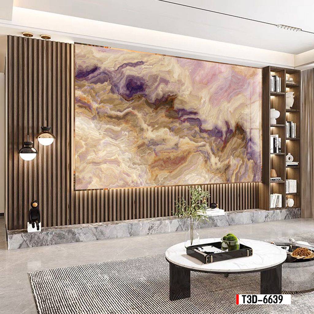 TRANH PVC ỐP TƯỜNG - TRANH VÂN ĐÁ TRẮNG - VÂN MÂY -  PHÒNG KHÁCH, NHÀ HÀNG | MÃ T3D-6639