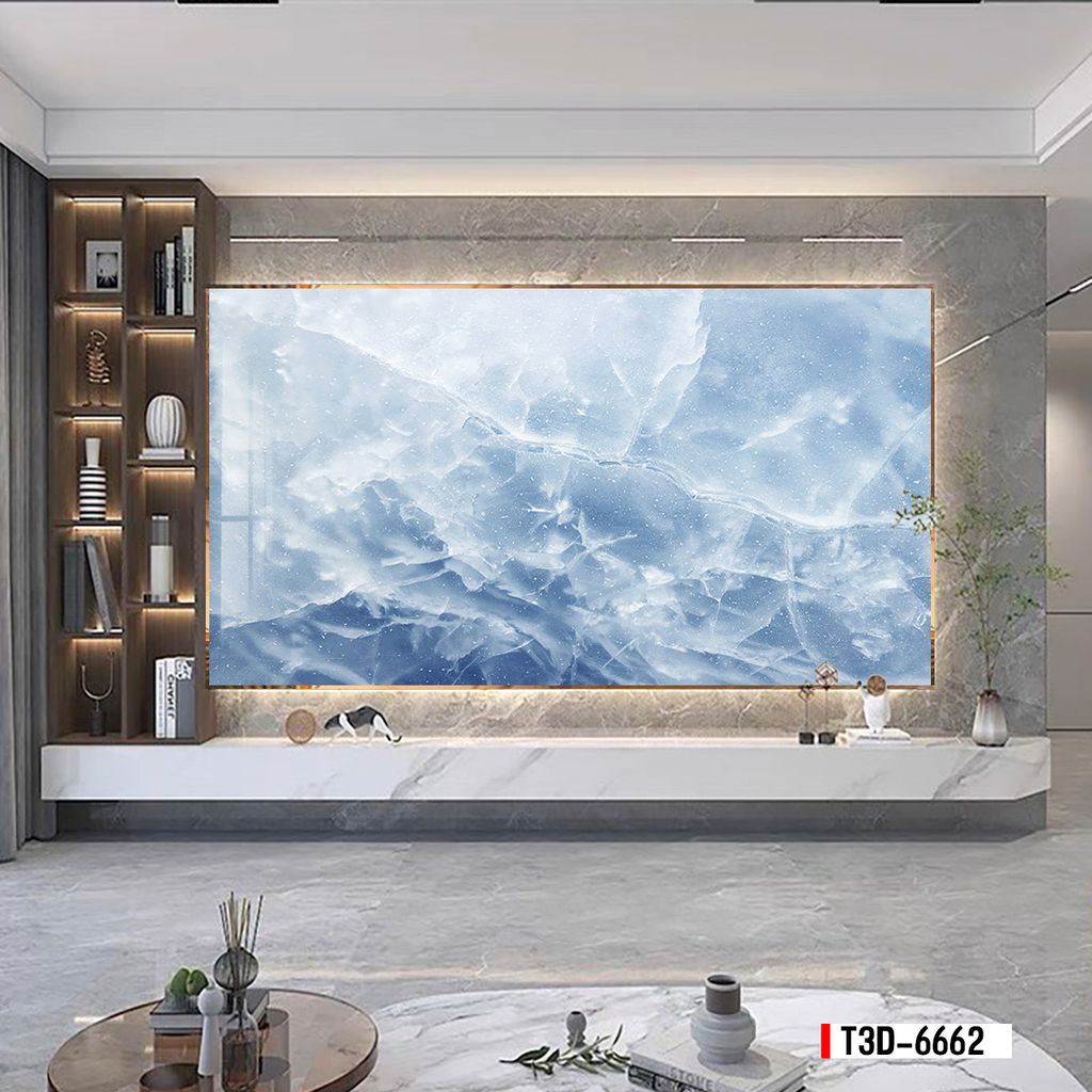 TRANH PVC ỐP TƯỜNG - TRANH VÂN ĐÁ TRẮNG - VÂN MÂY -  PHÒNG KHÁCH, NHÀ HÀNG | MÃ T3D-6662