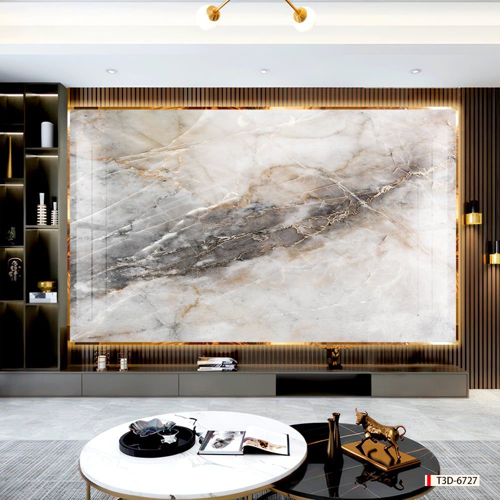 604 - TRANH VÂN ĐÁ HIỆN ĐẠI - TẤM ỐP TRANG TRÍ PHÒNG KHÁCH, VÁCH TIVI - TRANH VÂN ĐÁ CẨM THẠCH  | MÃ T3D-6727