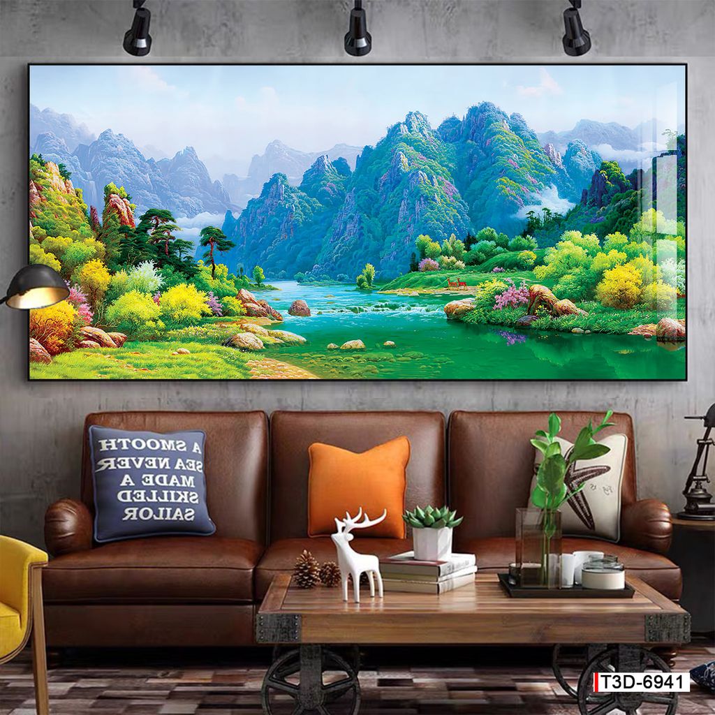 BST41 - TRANH SƠN DẦU TREO TƯỜNG - TRANG TRÍ SẢNH, PHÒNG KHÁCH, SHOWROOM - CHỦ ĐỀ PHONG CẢNH THIÊN NHIÊN - KHỔ LỚN