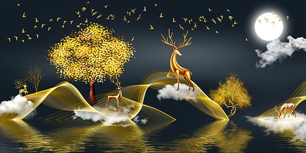 TRANH TREO TƯỜNG PHÒNG KHÁCH - PHÒNG NGỦ - SẢNH LỐI ĐI - TRANH HƯƠU TÀI LỘC | MÃ T3D-701