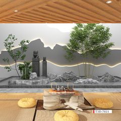 TRANH VẢI DÁN TƯỜNG 3D NHÀ HÀNG, CAFE - TRANH DÁN TƯỜNG TIỂU CẢNH | MÃ T3D-7021