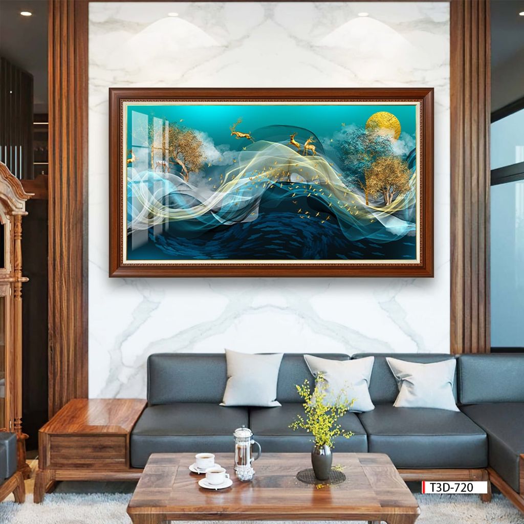 TRANH TREO TƯỜNG PHÒNG KHÁCH - TRANH HƯƠU TÀI LỘC - KHỔ LỚN | Mã T3D-720