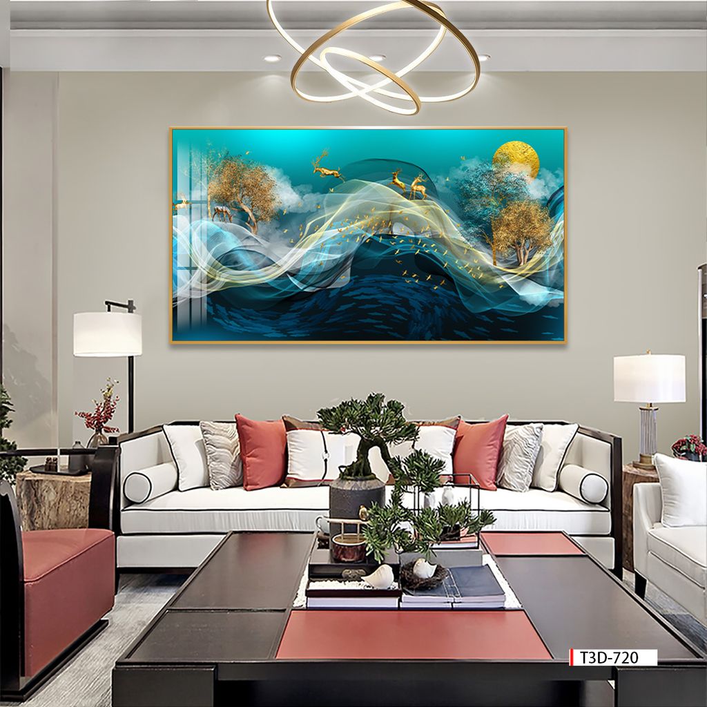 TRANH TREO TƯỜNG PHÒNG KHÁCH - TRANH HƯƠU TÀI LỘC - KHỔ LỚN | Mã T3D-720