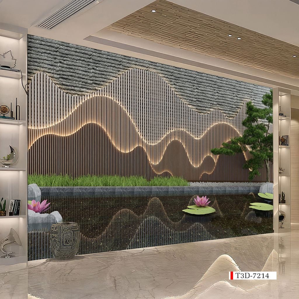 TRANH VẢI DÁN TƯỜNG 3D NHÀ HÀNG, CAFE - TRANH DÁN TƯỜNG TIỂU CẢNH | MÃ T3D-7214