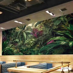 BST19 - TRANH DÁN TƯỜNG 3D - TRANG TRÍ NHÀ HÀNG, CAFE - PHONG CÁCH TROPICAL NHIỆT ĐỚI - KHỔ LỚN