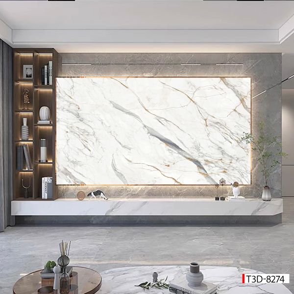 244 TẤM PVC ỐP TƯỜNG - TRANG TRÍ PHÒNG KHÁCH, VÁCH TIVI - TRANH VÂN MÂY, THẠCH ANH | MÃ T3D-8274
