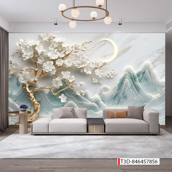 856 - TRANH DÁN TƯỜNG PHÒNG KHÁCH SAU SOFA - TRANH TRANG TRÍ - TRANH DÁN TƯỜNG TIỂU CẢNH 3D - KIỂU TRANH LIỀN KHỔ| MÃ T3D-846457856