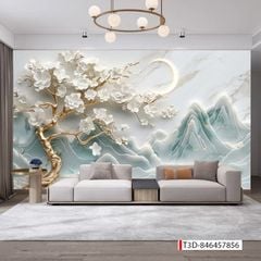 856 - TRANH DÁN TƯỜNG PHÒNG KHÁCH SAU SOFA - TRANH TRANG TRÍ - TRANH DÁN TƯỜNG TIỂU CẢNH 3D - KIỂU TRANH LIỀN KHỔ| MÃ T3D-846457856