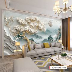 867 - TRANH DÁN TƯỜNG PHÒNG KHÁCH SAU SOFA - TRANH TRANG TRÍ - TRANH DÁN TƯỜNG TIỂU CẢNH 3D - KIỂU TRANH LIỀN KHỔ| MÃ T3D-846457888