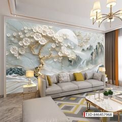 BST172 - TRANH DÁN TƯỜNG PHÒNG KHÁCH SAU SOFA - TRANH TRANG TRÍ - TRANH DÁN TƯỜNG TIỂU CẢNH 3D - KIỂU TRANH LIỀN KHỔ| MÃ T3D-941106507