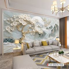 868 - TRANH DÁN TƯỜNG PHÒNG KHÁCH SAU SOFA - TRANH TRANG TRÍ - TRANH DÁN TƯỜNG TIỂU CẢNH 3D - KIỂU TRANH LIỀN KHỔ| MÃ T3D-846457968
