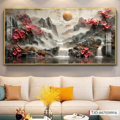 434 - TRANH TREO PHÒNG KHÁCH HIỆN ĐẠI - TRANH TRANG TRÍ - TRANH TREO TƯỜNG PHONG CẢNH - KIỂU TRANH LIỀN KHỔ | MÃ T3D-847559916