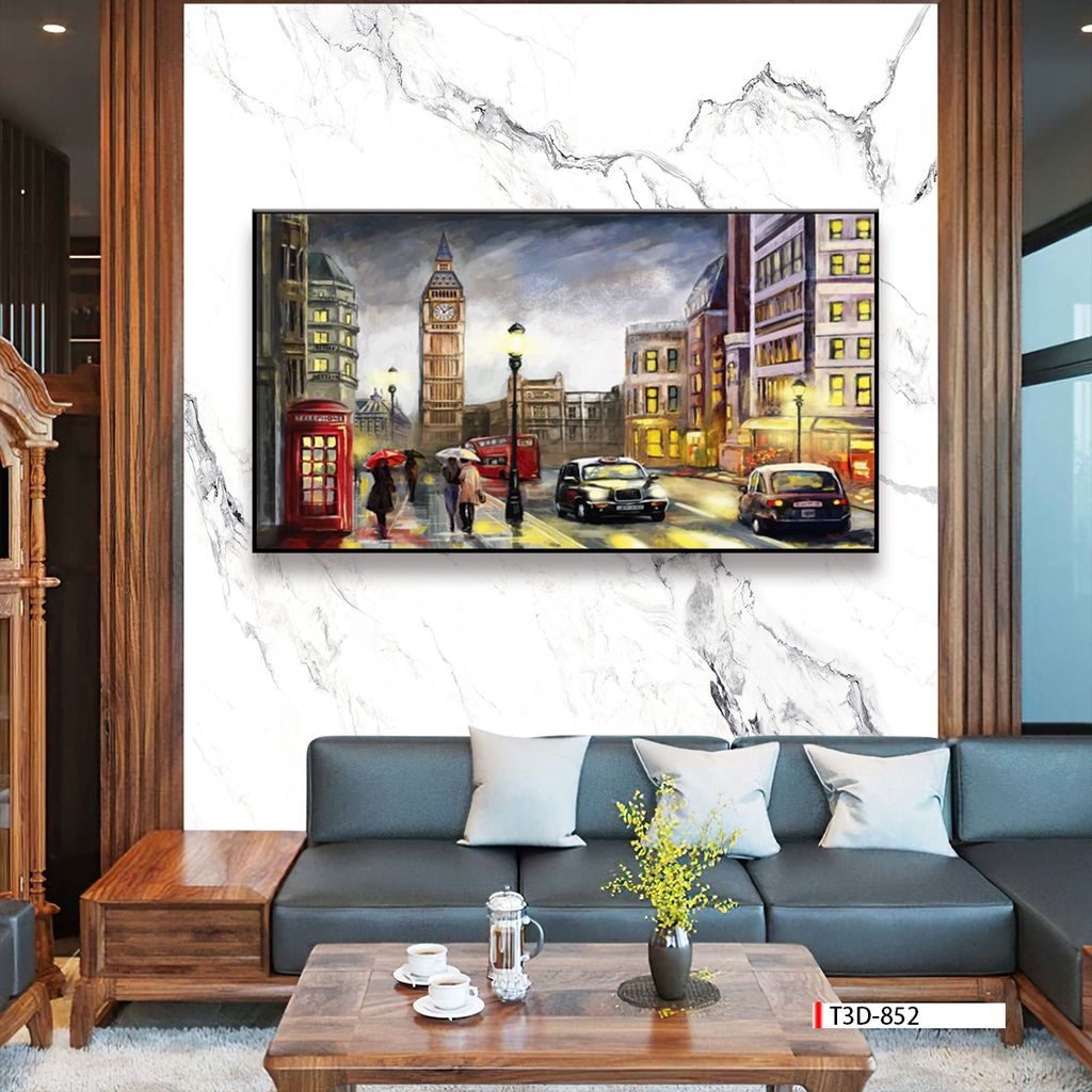 TRANH TREO TƯỜNG PHÒNG KHÁCH - TRANH PHONG CẢNH CHÂU ÂU CỔ ĐIỂN - KHỔ LỚN | MÃ T3D-852