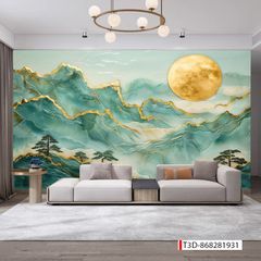 870 - TRANH DÁN TƯỜNG PHÒNG KHÁCH SAU SOFA - TRANH TRANG TRÍ - TRANH DÁN TƯỜNG TIỂU CẢNH 3D - KIỂU TRANH LIỀN KHỔ| MÃ T3D-868281931