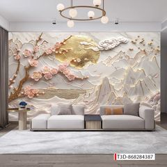 871 - TRANH DÁN TƯỜNG PHÒNG KHÁCH SAU SOFA - TRANH TRANG TRÍ - TRANH DÁN TƯỜNG TIỂU CẢNH 3D - KIỂU TRANH LIỀN KHỔ| MÃ T3D-868284387