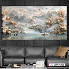 501 - TRANH TREO PHÒNG KHÁCH HIỆN ĐẠI - TRANH TRANG TRÍ - TRANH TREO TƯỜNG PHONG CẢNH - KIỂU TRANH LIỀN KHỔ | MÃ T3D-869806466