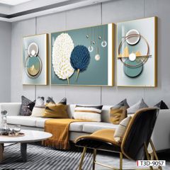 BST57 - TRANH TREO TƯỜNG KHUNG HỢP KIM TITAN - TRANG TRÍ PHÒNG KHÁCH, SAU SOFA - CHỦ ĐỀ HIỆN ĐẠI TRỪU TƯỢNG - GHÉP BỘ 3 BỨC