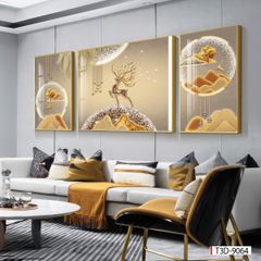 TRANH PHONG THỦY A-B-A  - TRANG TRÍ PHÒNG KHÁCH, SAU SOFA, PHÒNG NGỦ - CHỦ ĐỀ HIỆN ĐẠI HƯƠU TÀI LỘC - MÃ:T3D-9064