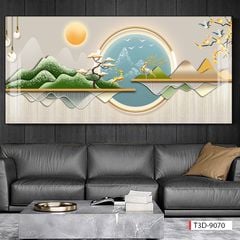 332 - TRANH TREO PHÒNG KHÁCH HIỆN ĐẠI - TRANH TRANG TRÍ - TRANH TREO TƯỜNG HƯƠU TÀI LỘC - KIỂU TRANH LIỀN KHỔ  | MÃ T3D-9070
