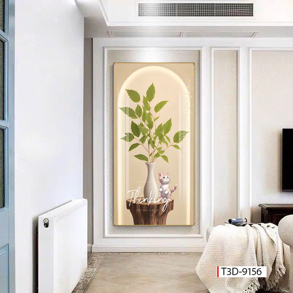 804 - TRANH TREO HÀNH LANG LỐI ĐI - TRANH TRANG TRÍ - TRANH TREO TƯỜNG HOA - BÌNH HOA - KIỂU TRANH ĐƠN DỌC | MÃ T3D-9156