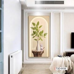804 - TRANH TREO HÀNH LANG LỐI ĐI - TRANH TRANG TRÍ - TRANH TREO TƯỜNG HOA - BÌNH HOA - KIỂU TRANH ĐƠN DỌC | MÃ T3D-9156