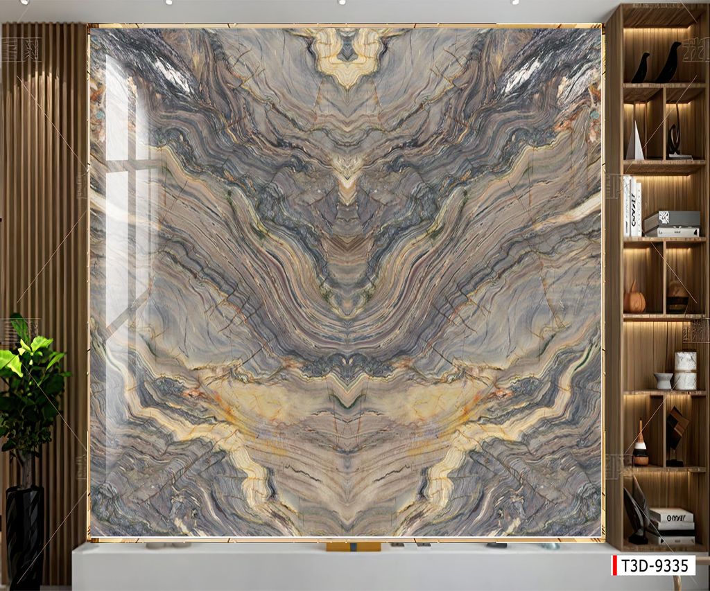 BST140 - TRANH PVC ỐP TƯỜNG - TRANG TRÍ PHÒNG KHÁCH, SAU SOFA, LỄ TÂN - TRANH VÂN ĐÁ ĐỐI XỨNG - KHỔ LỚN