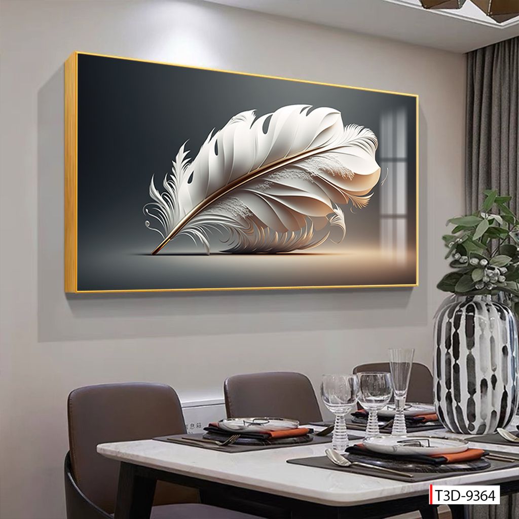 BST81 - TRANH TREO TƯỜNG - TRANG TRÍ PHÒNG KHÁCH, SAU SOFA, PHÒNG NGỦ - CHỦ ĐỀ LÔNG VŨ, THIÊN NGA, LÁ BẠCH QUẢ - KHỔ LỚN