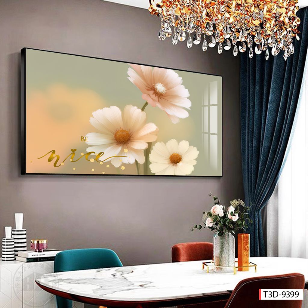 BST53 - TRANH TREO TƯỜNG - TRANG TRÍ PHÒNG KHÁCH, SAU SOFA - CHỦ ĐỀ HOA 3D - KHỔ LỚN