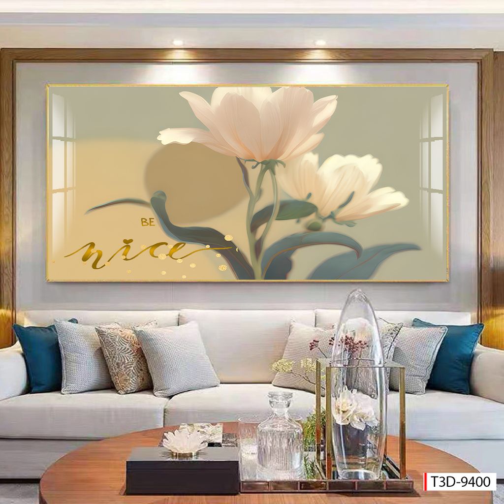 BST53 - TRANH TREO TƯỜNG - TRANG TRÍ PHÒNG KHÁCH, SAU SOFA - CHỦ ĐỀ HOA 3D - KHỔ LỚN