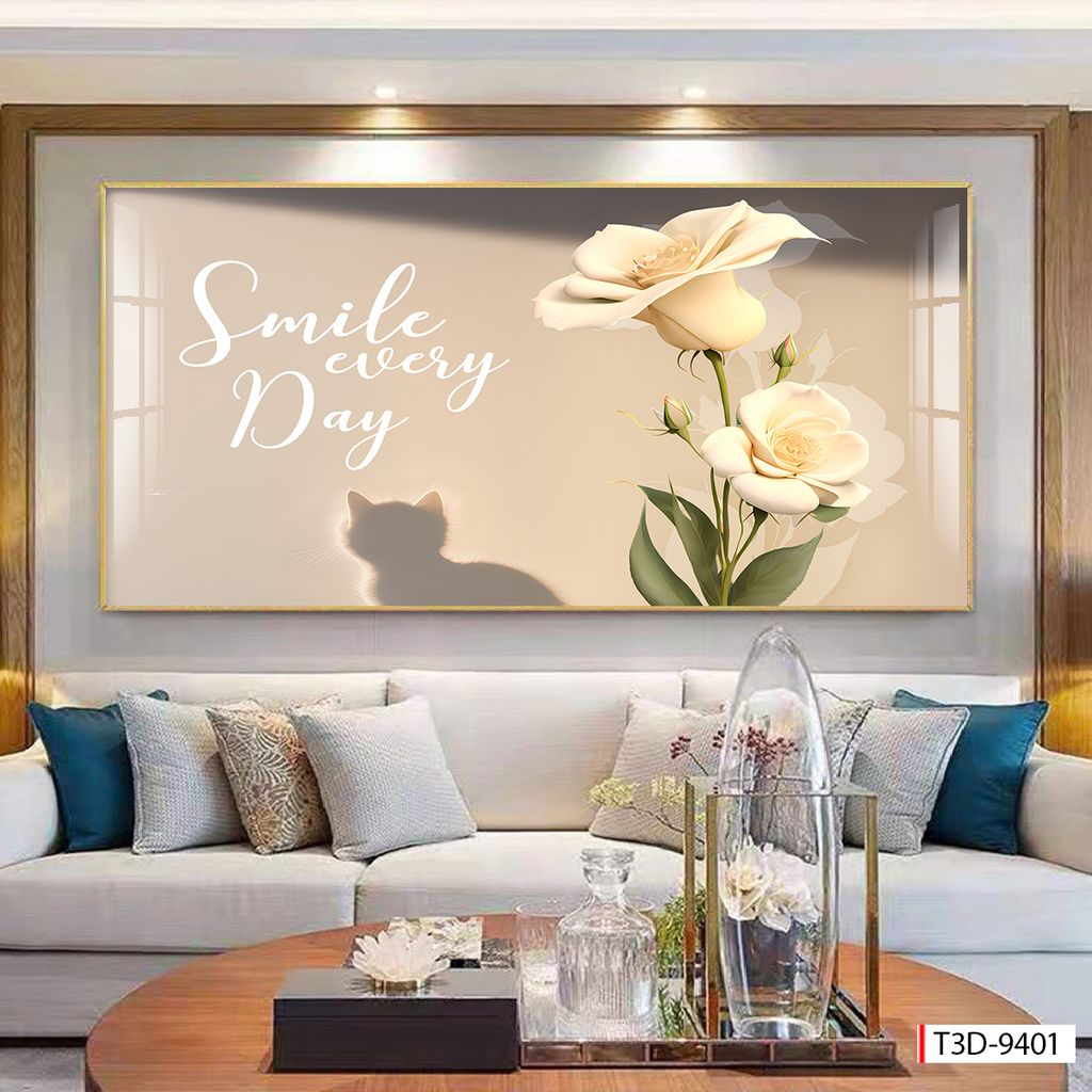 BST53 - TRANH TREO TƯỜNG - TRANG TRÍ PHÒNG KHÁCH, SAU SOFA - CHỦ ĐỀ HOA 3D - KHỔ LỚN