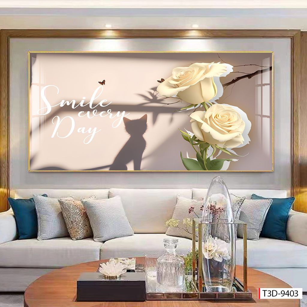 BST53 - TRANH TREO TƯỜNG - TRANG TRÍ PHÒNG KHÁCH, SAU SOFA - CHỦ ĐỀ HOA 3D - KHỔ LỚN