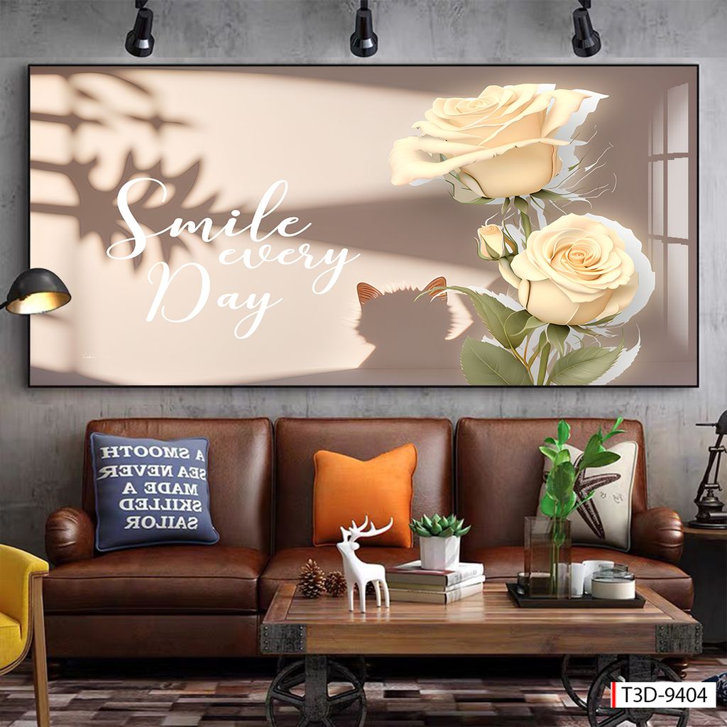 BST53 - TRANH TREO TƯỜNG - TRANG TRÍ PHÒNG KHÁCH, SAU SOFA - CHỦ ĐỀ HOA 3D - KHỔ LỚN