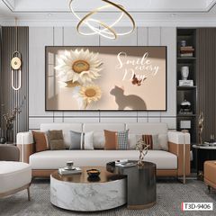 BST53 - TRANH TREO TƯỜNG - TRANG TRÍ PHÒNG KHÁCH, SAU SOFA - CHỦ ĐỀ HOA 3D - KHỔ LỚN