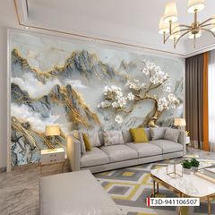 873 - TRANH DÁN TƯỜNG PHÒNG KHÁCH SAU SOFA - TRANH TRANG TRÍ - TRANH DÁN TƯỜNG TIỂU CẢNH 3D - KIỂU TRANH LIỀN KHỔ| MÃ T3D-941106507