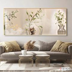 TRANH TREO TƯỜNG - TRANG TRÍ PHÒNG NGỦ - CHỦ ĐỀ HOA 3D, BÌNH HOA - KHỔ LỚN - MÃ T3D-9524