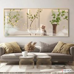 TRANH TREO TƯỜNG - TRANG TRÍ PHÒNG NGỦ - CHỦ ĐỀ HOA 3D, BÌNH HOA - KHỔ LỚN - MÃ T3D-9526