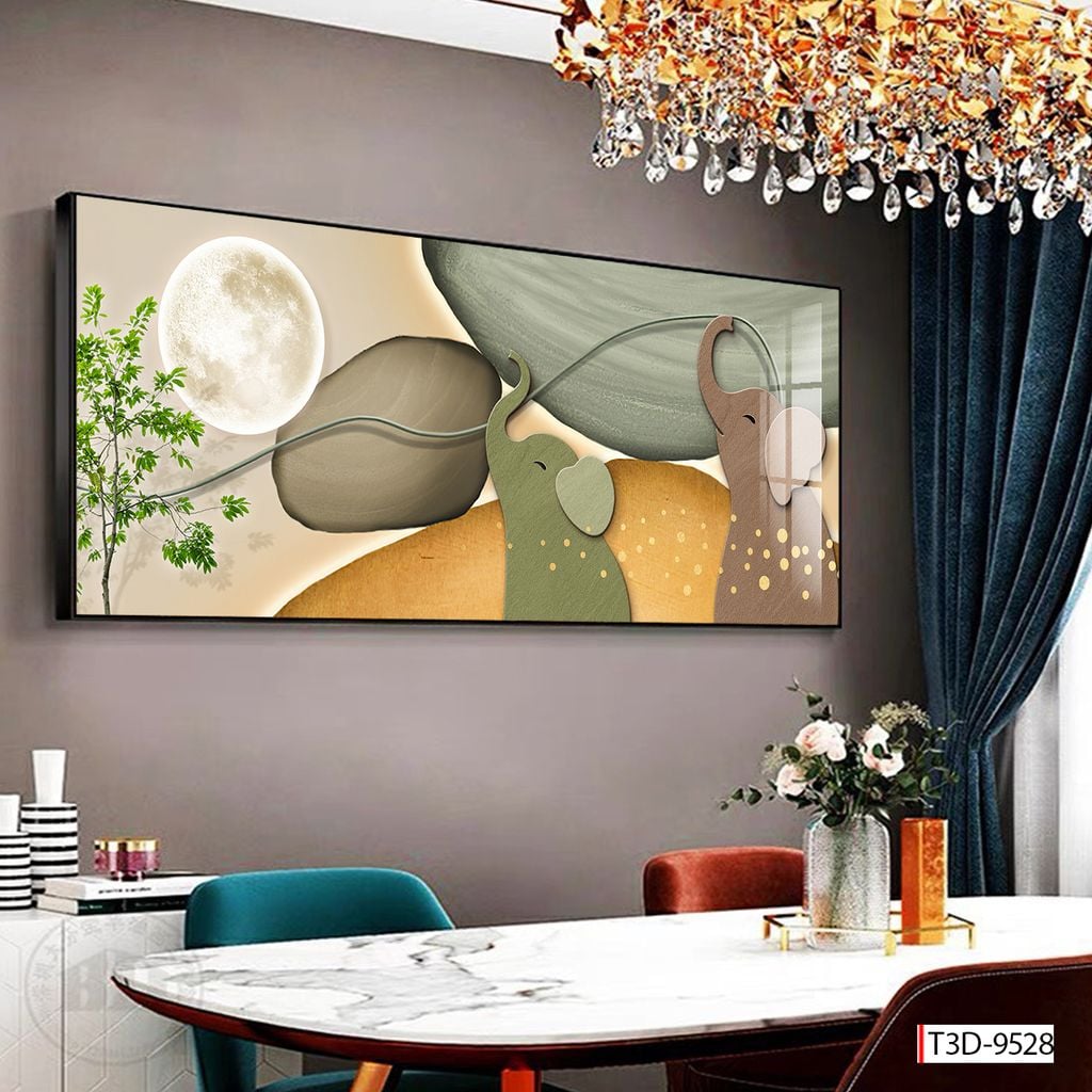 TRANH TREO TƯỜNG - TRANG TRÍ PHÒNG NGỦ - CHỦ ĐỀ HOA 3D, BÌNH HOA - KHỔ LỚN - MÃ T3D-9528