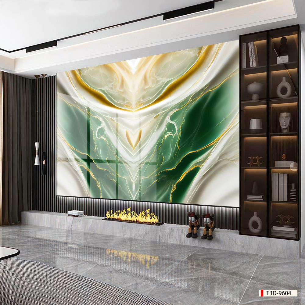 BST143 - TẤM PVC ỐP TƯỜNG - TRANG TRÍ PHÒNG KHÁCH, SAU SOFA, LỄ TÂN - TRANH VÂN ĐÁ ĐỐI XỨNG - KHỔ LỚN