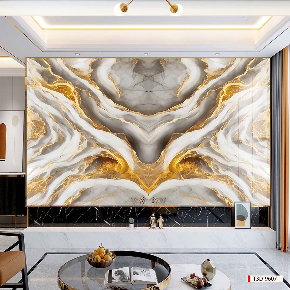 BST143 - TẤM PVC ỐP TƯỜNG - TRANG TRÍ PHÒNG KHÁCH, SAU SOFA, LỄ TÂN - TRANH VÂN ĐÁ ĐỐI XỨNG - KHỔ LỚN