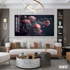 BST64 - TRANH TREO TƯỜNG - TRANG TRÍ PHÒNG KHÁCH, SAU SOFA - CHỦ ĐỀ HOA 3D - KHỔ LỚN