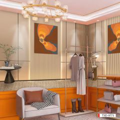 BST23 - TRANH DÁN TƯỜNG 3D - TRANG TRÍ SHOP THỜI TRANG, PHÒNG LIVE - PHONG CÁCH MORANDI - KHỔ LỚN